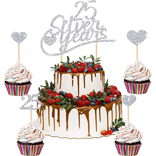 13 Stück 25 Silberhochzeit Caketopper 25 Silver Years Cake Topper Fröhliches Jubiläum Glitzer Herz Kuchen Topper Hochzeitstorte Kuchenstecker Dekoration 25. Geburtstag für 25 Tortendeko 13 Stück 25 Silberhochzeit Caketopper 25 Silver Years Cake Topper Fröhliches Jubiläum Glitzer Herz Kuchen Topper Hochzeitstorte Kuchenstecker Dekoration 25. Geburtstag für 25 Tortendeko von Nezyo