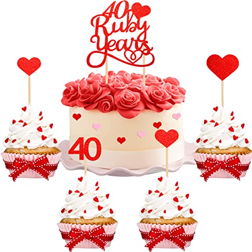Nezyo Rubinhochzeit Tortendekoration 40. Hochzeitstag Cake Topper 40. Hochzeitstag Torten Deko für 40. Rubinhochzeit Geschenke 40 Ruby Years Glitzer Rubinherzen 40 Jahre Hochzeit Kuchendeko Nezyo Rubinhochzeit Tortendekoration 40. Hochzeitstag Cake Topper 40. Hochzeitstag Torten Deko für 40. Rubinhochzeit Geschenke 40 Ruby Years Glitzer Rubinherzen 40 Jahre Hochzeit Kuchendeko von Nezyo