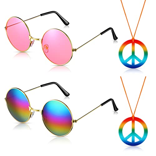 4 Stück Hippie Kostüm Zubehör Hippie Brille Friedenszeichen Halskette Retro Hippie 60er Jahre Accessoires für Frauen Herren Hippie Kostüm Party Zubehör für Halloween Festival 4 Stück Hippie Kostüm Zubehör Hippie Brille Friedenszeichen Halskette Retro Hippie 60er Jahre Accessoires für Frauen Herren Hippie Kostüm Party Zubehör für Halloween Festival von Nezyo