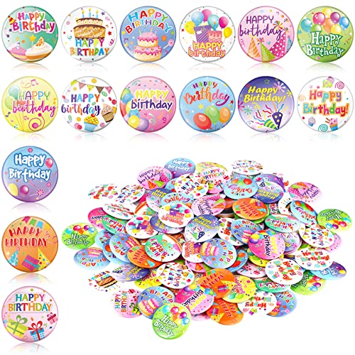 Nezyo 120 Stück 15 Stile Mini-Geburtstagsknopf bunte Geburtstagsknöpfe Anstecknadeln Geburtstag Anstecker für Kinder Jungen und Mädchen Teenager Erwachsene Geburtstag Party Supplies, 3,8 cm von Nezyo