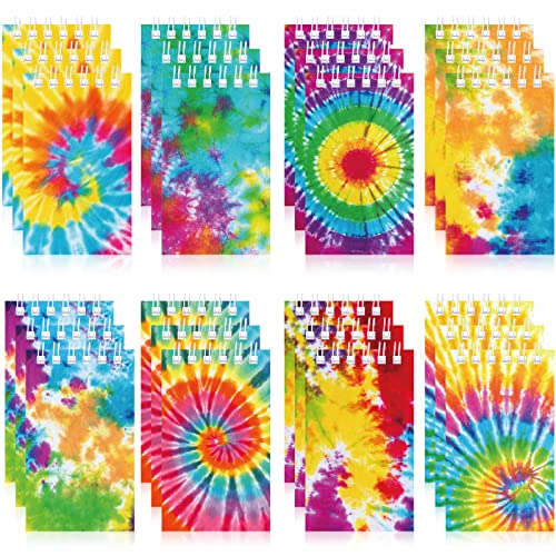Nezyo 24 Stück Mini Tie Dye Notizblock Pastellkunst Party Klein Notizbuch Tie Dye Spiral Schreibblock Notizbuch Party Hippie Mini Tagebuch für Kinder Klassenzimmer Geburtstag, 2,36 x 3,94 Zoll von Nezyo