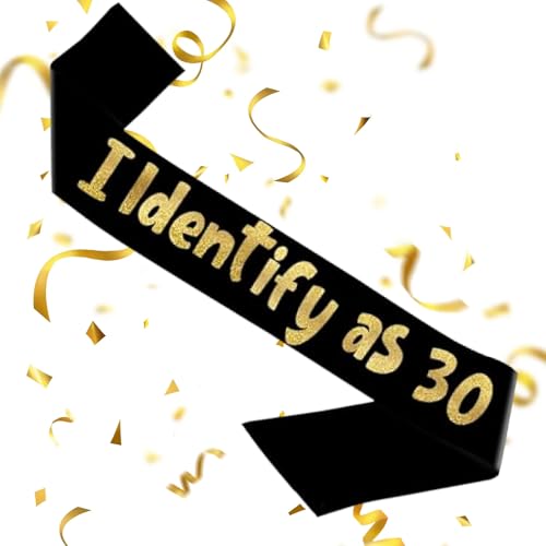 Lustige Schärpe zum 30. Geburtstag, Schwarz und Gold, Dekoration zum 30. Geburtstag, Dekoration für Damen und Herren, Happy 30th Birthday Party Supplies Zubehör von Nhemeylp