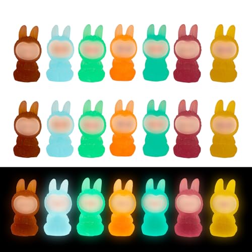 Mini-Figuren aus Kunstharz, leuchtet im Dunkeln, Miniatur-Figuren-Set aus Harz, Mini-Tiere, ideal für magische Nacht-Displays, Raumdekoration, Sammlungen (mit Gesicht) von Nhemeylp