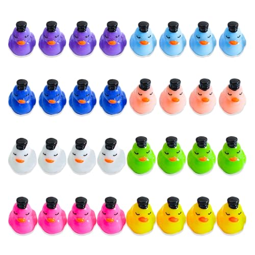 Nhemeylp Mini-Enten, Kunstharz-Enten mit schwarzem Hut, winzige Kunststoff-Tierfiguren für Miniaturgarten, Aquarium, Landschaft, Puppenhaus-Ornament, 8 Farben, 32 Stück Nhemeylp Mini-Enten, Kunstharz-Enten mit schwarzem Hut, winzige Kunststoff-Tierfiguren für Miniaturgarten, Aquarium, Landschaft, Puppenhaus-Ornament, 8 Farben, 32 Stück von Nhemeylp