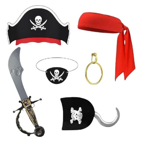Nhujevkom Cosplay-Piratenkostüme für Kinder, Piratenkostümzubehör für Kinder, Piratenkostüm für, Rollenspielzubehör, Halloween-Piratenkostüm-Cosplay-Set für von Nhujevkom