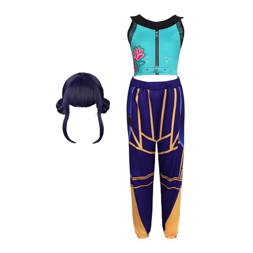 Nhujevkom Dämon Kostüme Mädchen Kostüm Mit Perücke, Cosplay Kostüms Für Kinder, Pop Sänger Kostüms Halloween Cosplay Outfit Rollenspiel Outfits Halloween Dress Up Für Frauen Mädchen von Nhujevkom