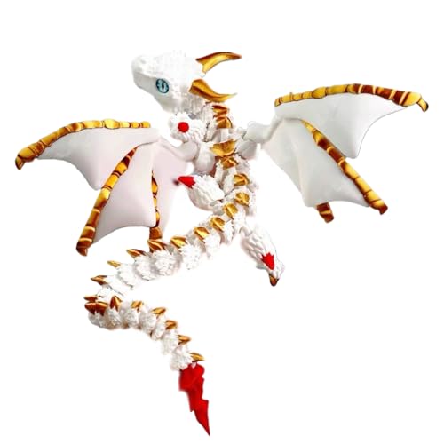 Nhujevkom Gliederdrache Mit Flügeln | Artikuliertes Geflügeltes Modell,Tierfigur Sammlerstück Wohnaccessoires Für Büro Schreibtisch Dekoration Tischregal von Nhujevkom
