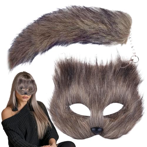 Nhujevkom Tierschwanz-Cosplay-Maskerade,Tier-Cosplay-Maskerade - Mädchenkostüm-Set für Tier-,Rollenspiel- -Outfit-Kostüm für Damen-Karneval von Nhujevkom