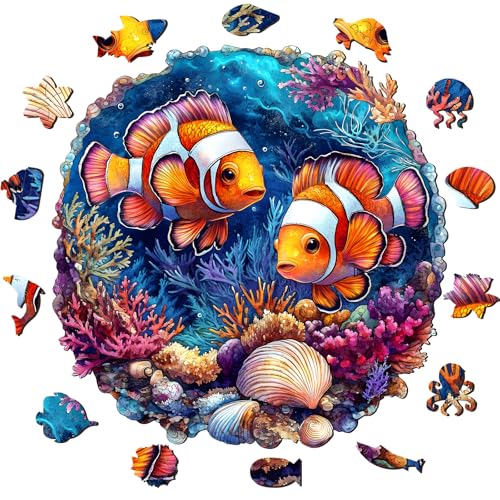 NiArt Holzpuzzle Erwachsene – 200 Teile Magisches Holz Puzzle mit Präzisionsschnitt, Kreatives Puzzle zur Entspannung & Dekoration, ca. 28 x 28 cm, Puzzleliebhaber(Fisch) von NiArt