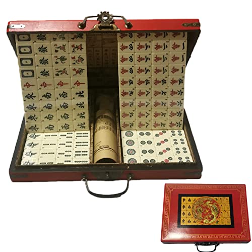 Mahjong-Set, tragbares chinesisches Mahjong, traditionelles chinesisches Mahjong-Spielset für zu Hause oder unterwegs Familienspiel Sammeln von Freunden Brettspielen für Erwachsene ab 16 Jahren von NiC IS COCNG