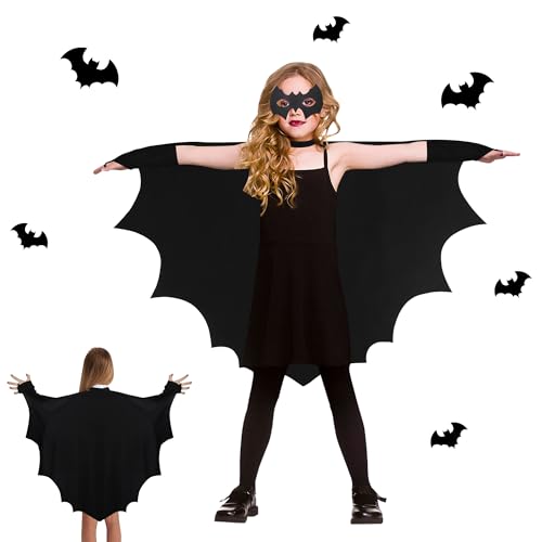 NiCola Fledermaus-Kostüm für Kinder, Fledermausflügel für Kinder, Mädchen, Fledermaus, Halloween-Kostüm mit Maske, Vampir-Mädchen-Kostüme, Verkleidung für Mädchen, Halloween von NiCola