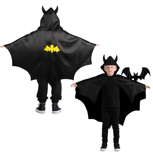 NiCola Fledermaus-Kostüm für Kinder, Vampir-Fledermausflügel, schwarzes Kind-Vampir-Kostüm für Jungen und Mädchen von NiCola