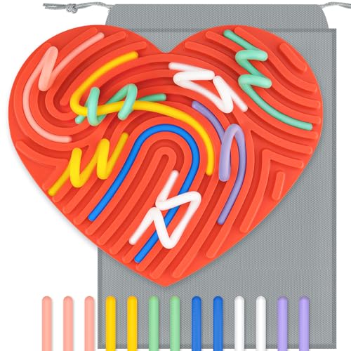 NiToy Silikon Sensorik Activity Board, Sensorik Spielzeug für Kinder, Reise-freundliches Activity Board für Hand-Augen-Koordination und Stressabbau，mit 13 Zubehör Schnüren von NiToy
