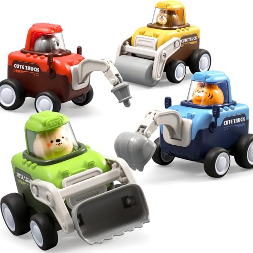 NiToy 4 Stück Drück- und Roll-Auto Spielzeug,Baby Spielzeug 2 3 Jahr, Cartoon-Baustellenfahrzeuge-Design für Jungen & Mädchen,Spielzeugauto Baby-Tier-Rennwagen,Für Innen- und Außenspiel NiToy 4 Stück Drück- und Roll-Auto Spielzeug,Baby Spielzeug 2 3 Jahr, Cartoon-Baustellenfahrzeuge-Design für Jungen & Mädchen,Spielzeugauto Baby-Tier-Rennwagen,Für Innen- und Außenspiel von NiToy