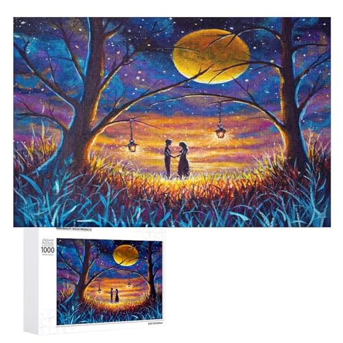 Puzzles für Erwachsene, 1000 Teile, Fantasy Loves on Night Field Puzzle, Spaß, Familie, herausfordernde Puzzle-Spiel von Niapessel