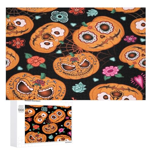 Puzzles für Erwachsene, 1000 Teile, Halloween-Kürbis-Blumen, Puzzle, Spaß, Familie, herausforderndes Puzzle-Spiel Puzzles für Erwachsene, 1000 Teile, Halloween-Kürbis-Blumen, Puzzle, Spaß, Familie, herausforderndes Puzzle-Spiel von Niapessel