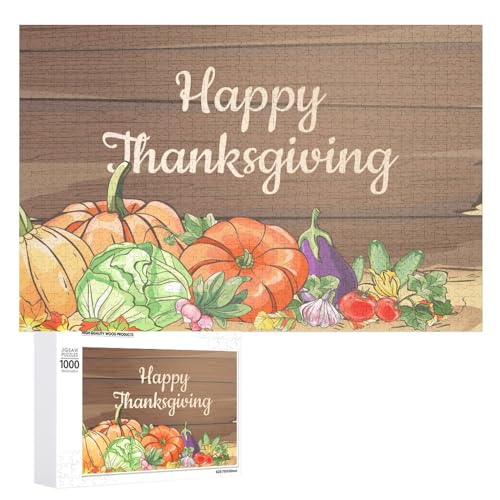 Puzzles für Erwachsene, 1000 Teile, Herbst Happy Thanksgiving Puzzle, Spaß, Familie, herausforderndes Puzzle-Spiel von Niapessel