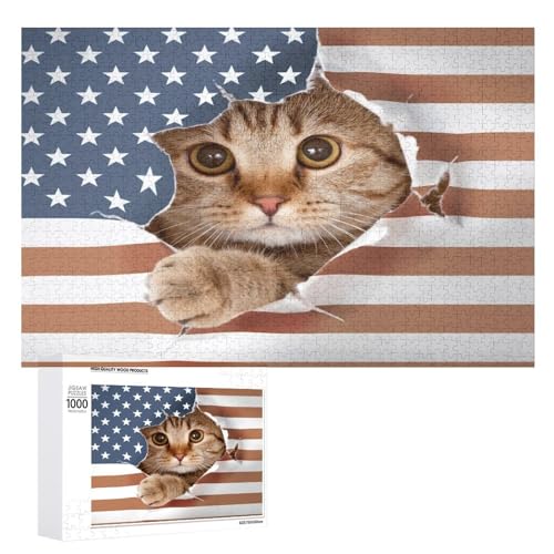 Puzzles für Erwachsene, 1000 Teile, Katze, USA-Flagge, Puzzle, Spaß, Familie, herausforderndes Puzzle-Spiel Puzzles für Erwachsene, 1000 Teile, Katze, USA-Flagge, Puzzle, Spaß, Familie, herausforderndes Puzzle-Spiel von Niapessel