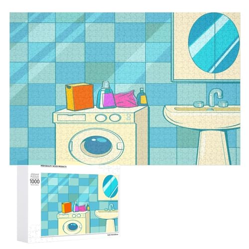 Puzzles für Erwachsene, 1000 Teile, Pop-Art-Retro-Badezimmer-Puzzle, Spaß, Familie, herausforderndes Puzzle-Spiel von Niapessel