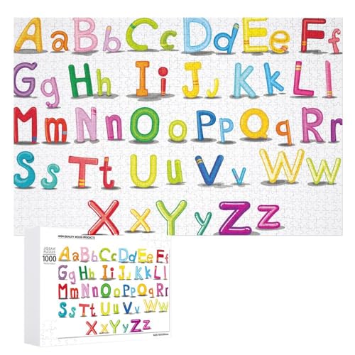 Puzzles für Erwachsene, 1000 Teile, buntes englisches Alphabet, Puzzle, Spaß, Familie, herausforderndes Puzzle-Spiel von Niapessel