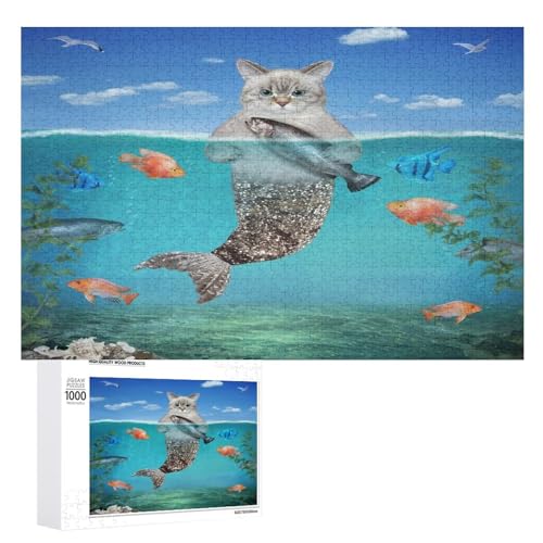Puzzles für Erwachsene, 1000 Teile, lustige Katze, Meerjungfrau, Puzzle, Spaß, Familie, herausforderndes Puzzle-Spiel von Niapessel
