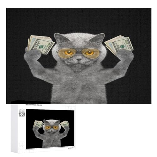 Puzzles für Erwachsene, 1000 Teile, lustige Katze mit Geld, Puzzle, Spaß, Familie, herausforderndes Puzzle-Spiel Puzzles für Erwachsene, 1000 Teile, lustige Katze mit Geld, Puzzle, Spaß, Familie, herausforderndes Puzzle-Spiel von Niapessel