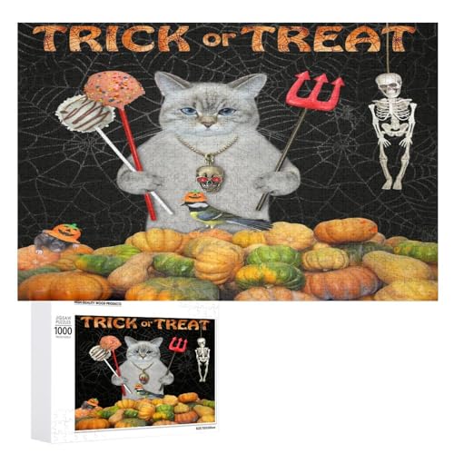 Puzzles für Erwachsene, 1000 Teile, lustiges Halloween-Katzen-Puzzle, lustiges Familien-Puzzle-Spiel von Niapessel