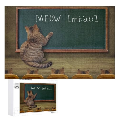 Puzzles für Erwachsene, 1000 Teile, lustiges Katzenlehrer-Puzzle, lustiges Familien-Puzzle-Spiel von Niapessel