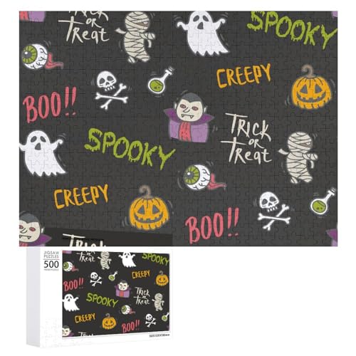 Puzzles für Erwachsene, 500 Teile, Halloween-Doodle Cartoon-Puzzle, Spaß, Familie, herausforderndes Puzzle-Spiel Puzzles für Erwachsene, 500 Teile, Halloween-Doodle Cartoon-Puzzle, Spaß, Familie, herausforderndes Puzzle-Spiel von Niapessel