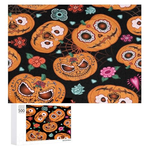 Puzzles für Erwachsene, 500 Teile, Halloween-Kürbis-Blumen, Puzzle, Spaß, Familie, herausforderndes Puzzle-Spiel Puzzles für Erwachsene, 500 Teile, Halloween-Kürbis-Blumen, Puzzle, Spaß, Familie, herausforderndes Puzzle-Spiel von Niapessel