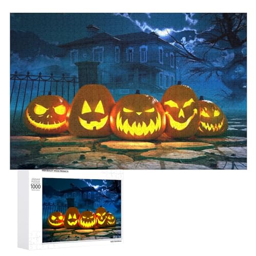Puzzles für Erwachsene 1000 Teile, Halloween Kürbis Jigsaw Puzzle Spaß Familie Herausfordernde Puzzles Puzzlespiel von Niapessel