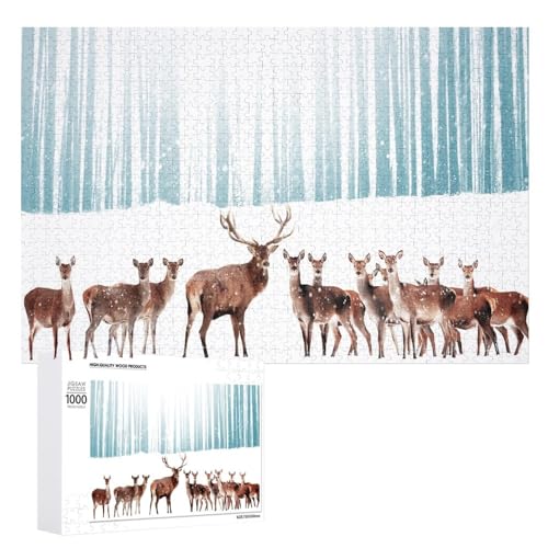 Puzzles für Erwachsene 1000 Teile, Weihnachten Hirsch Winter Wald Jigsaw Puzzle Spaß Familie Herausfordernde Puzzles Puzzlespiel Puzzles für Erwachsene 1000 Teile, Weihnachten Hirsch Winter Wald Jigsaw Puzzle Spaß Familie Herausfordernde Puzzles Puzzlespiel von Niapessel