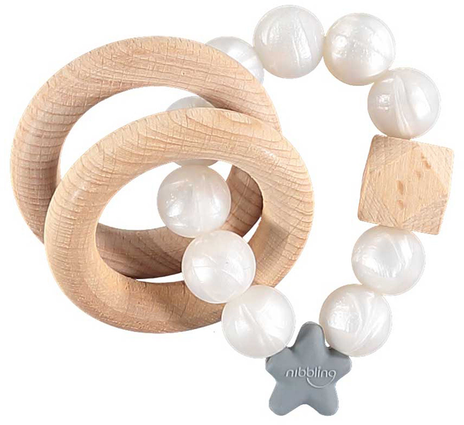 Nibbling Natural Wood Limited Edition Rassel, Pearl von Nibbling