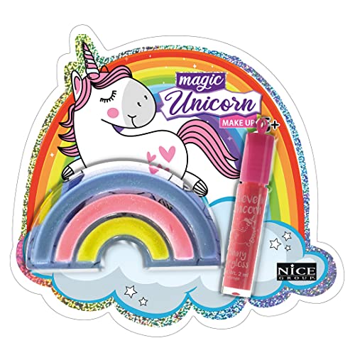 MAGIC UNICORN 16003 Nice Group Mini Blister Make Up Kit mit Buntem Lipgloss für Kinder, Mehrfarbig, Taglia Unica von Nice Group