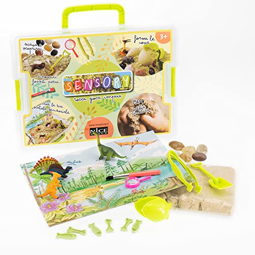 Nice Group 94001 Dinosaurier-sensorische Box zur Entwicklung der Handlungsfähigkeiten von Gegenständen, Erkundung und Vorstellungskraft von Kindern, grün, Taglia Unica von Nice Group