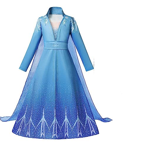Elsa-Kleid für Mädchen, Prinzessinnen-Kostüm, Halloween-Kostüm, Geburtstags- und Weihnachtskleidung, Sommerkollektion 2021 (140 (6 Jahre-7 Jahre)) von Nice sport