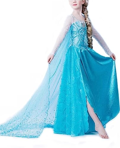 Nice Sport - Kleid der Eiskönigin Kinder – Kostüm Prinzessin Frozen – Kostüm Mädchen Karneval Geburtstag – Elsa (120 (4 Jahre-5 Jahre)) von Nice sport