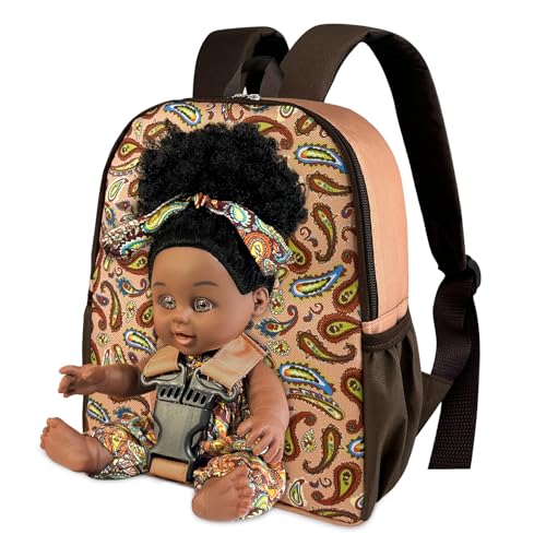 Nice2you Schwarze Babypuppe zum Mitnehmen, 25,4 cm, amerikanische afrikanische Mädchenpuppe für Kleinkinder und Kinder im Alter von 1–3, 2, 4, 5 Jahren, Rucksack für Babypuppenzubehör, Aufbewahrung Nice2you Schwarze Babypuppe zum Mitnehmen, 25,4 cm, amerikanische afrikanische Mädchenpuppe für Kleinkinder und Kinder im Alter von 1–3, 2, 4, 5 Jahren, Rucksack für Babypuppenzubehör, Aufbewahrung von Nice2you