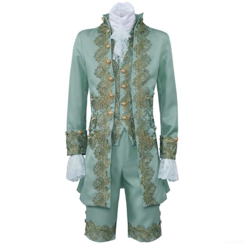Niceminiwall Viktorianische Renaissance Herren Britischer Gentleman Tudor Rococo Cosplay Kleid für besondere Anlässe (S grün) von Niceminiwall