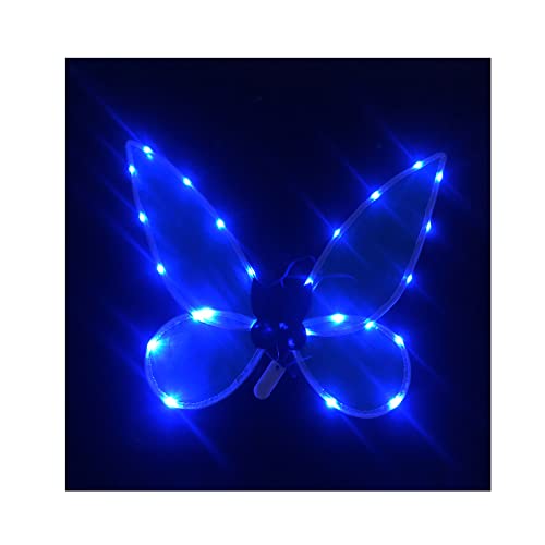 Feenflügel Halloween Dress Up LED leuchten funkelnd durchscheinend Elfe Engel Flügel Erwachsene Kinder Schmetterling Fariy Flügel Cosplay Kostüm für Mädchen Frauen (blaues Licht) von Niceyoeuk