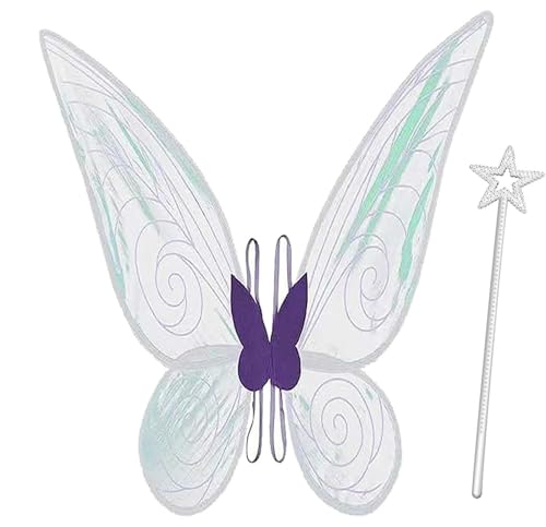 Feenflügel für Mädchen und Frauen, Halloween, verkleiden sich weiß, glitzernd, Engelsflügel, Feenkostüm, Halloween, Cosplay, Partygeschenk (lila) von Niceyoeuk