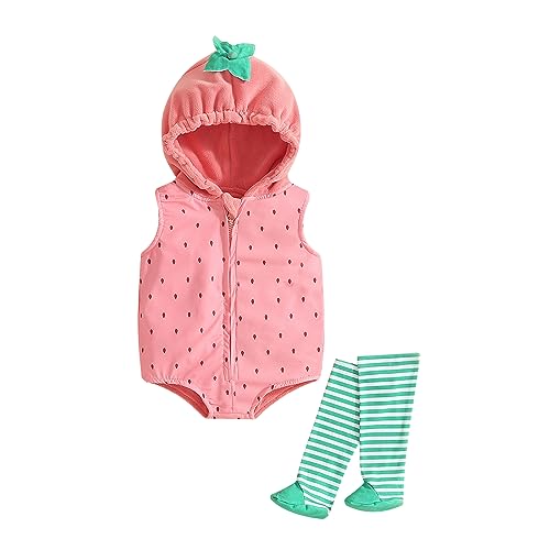 Niceyoeuk Baby Halloween Cosplay Costume Animal Fruit Sleeveless Hood Zipper Romper + Long Socks Outfit (14, 18-24 Months) von Niceyoeuk