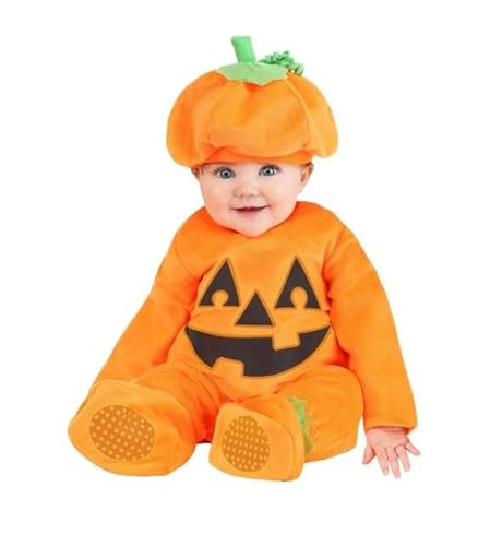 Niceyoeuk Baby Kürbis Halloween Cosplay Kostüm Säugling Overall und Hut Schuhe Set (Gelb, 3-6M) von Niceyoeuk