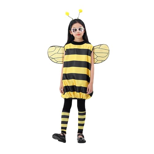 Niceyoeuk Bienenkostüm-Set für Kinder, Mädchen, Halloween, Biene, Cosplay, Zubehör für Halloween, Cosplay, Party (gelbes Kind, 150) von Niceyoeuk