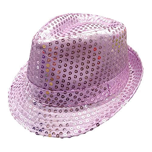 Niceyoeuk Damen-Jazzhut mit Pailletten, glitzernde Pailletten, dekoriert, Bühnenhüte, Tanzaufführung, Party, Urlaub, Weihnachten, Halloween, Hellviolett, Einheitsgröße Niceyoeuk Damen-Jazzhut mit Pailletten, glitzernde Pailletten, dekoriert, Bühnenhüte, Tanzaufführung, Party, Urlaub, Weihnachten, Halloween, Hellviolett, Einheitsgröße von Niceyoeuk