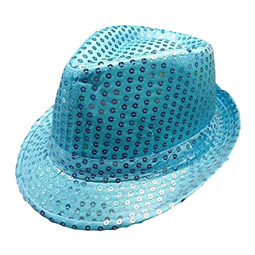 Niceyoeuk Damen-Jazzhut mit Pailletten, glitzernde Pailletten, dekoriert, Bühnenhüte, Tanzaufführung, Party, Urlaub, Weihnachten, Halloween, Himmelblau, Einheitsgröße Niceyoeuk Damen-Jazzhut mit Pailletten, glitzernde Pailletten, dekoriert, Bühnenhüte, Tanzaufführung, Party, Urlaub, Weihnachten, Halloween, Himmelblau, Einheitsgröße von Niceyoeuk