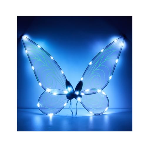Niceyoeuk Fairy Wings Light Up Butterfly Fariy Wings Costume Girls Halloween Dress Up LED Sparkly Sheer Elf Angel Wings for Adult Kids (White Light Wings) von Niceyoeuk