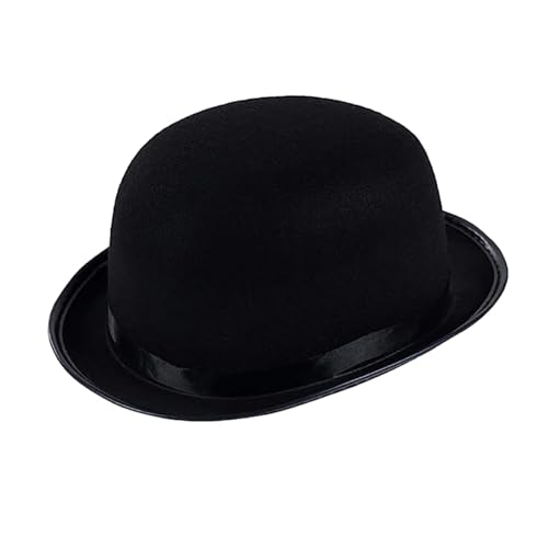 Niceyoeuk Glockenhüte für Herren und Damen, mit rundem Hut, gedrehter Krempe, Bowler-Cap, Urlaub, Party, Kostüm, Zubehör (schwarz, 32 x 30 x 10 cm) von Niceyoeuk