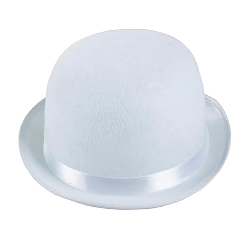 Niceyoeuk Glockenhüte für Herren und Damen, mit rundem Hut, gedrehter Krempe, Bowler-Cap, Urlaub, Party, Kostüm, Zubehör (weiß, 32 x 30 x 10 cm) von Niceyoeuk