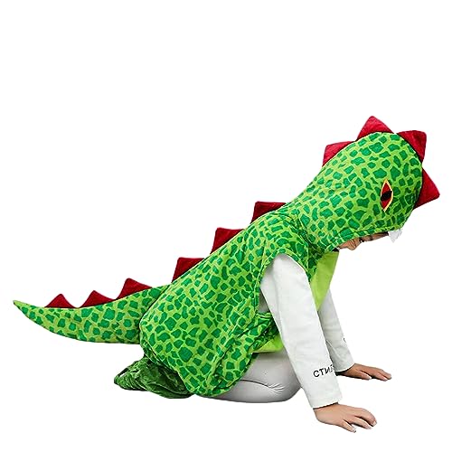 Niceyoeuk Halloween Kinder Dinosaurier Cosplay Kostüm Kinder Jungen Mädchen Bühnenshow Rollenspiel Hoodies Kostüm mit Booties (Grüner Druck Dinosaurier, M) von Niceyoeuk